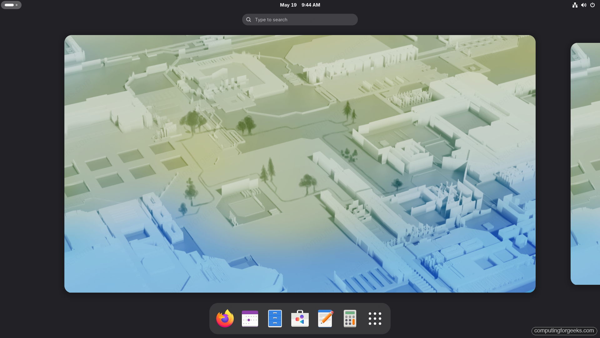 Fedora 44 Workstation GNOME 50 Activities Overview dock workspace