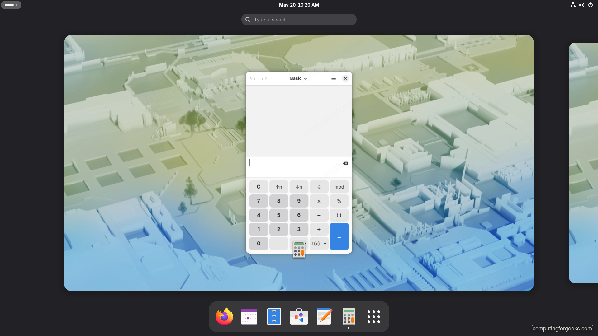 GNOME Calculator Flatpak from Flathub running on Fedora 44 desktop