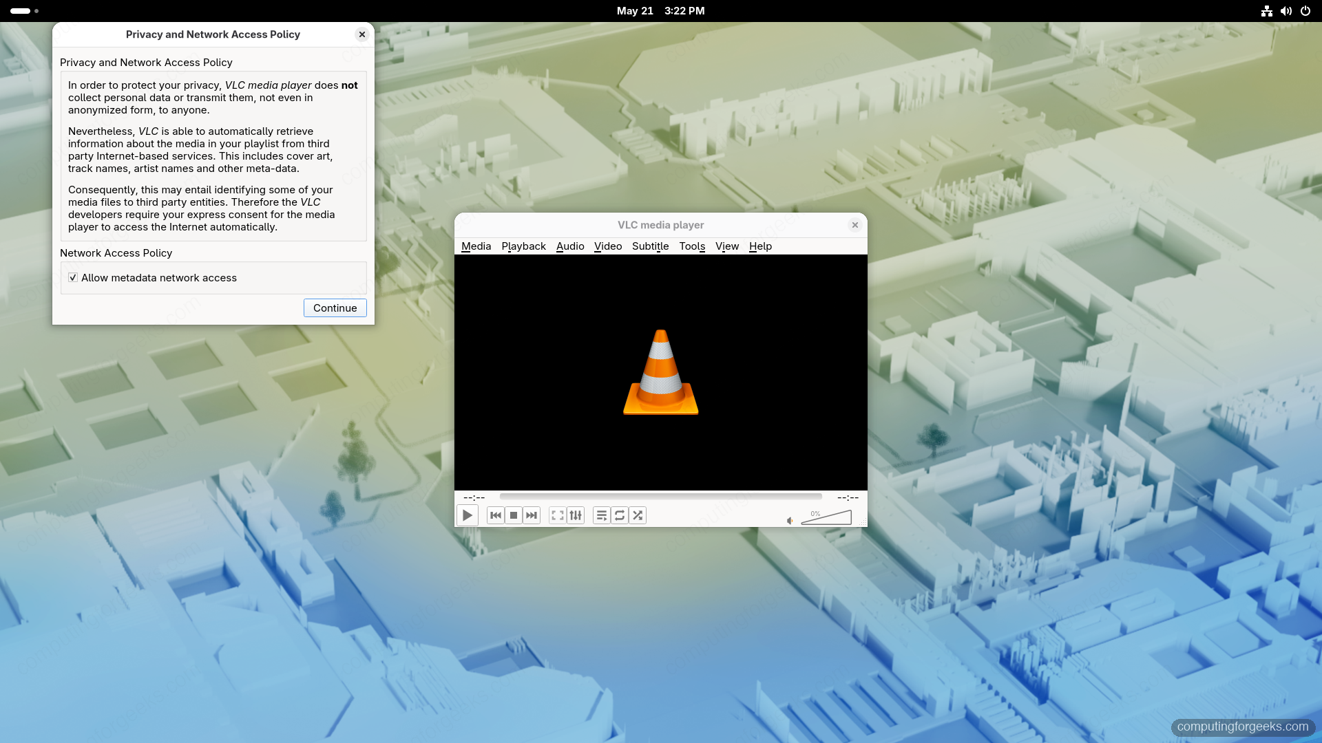 How to Install VLC on Fedora 44 / 43 / 42 1 VLC 3.0.23 Vetinari running on Fedora 44 GNOME 50 with the privacy and network access policy dialog on first launch