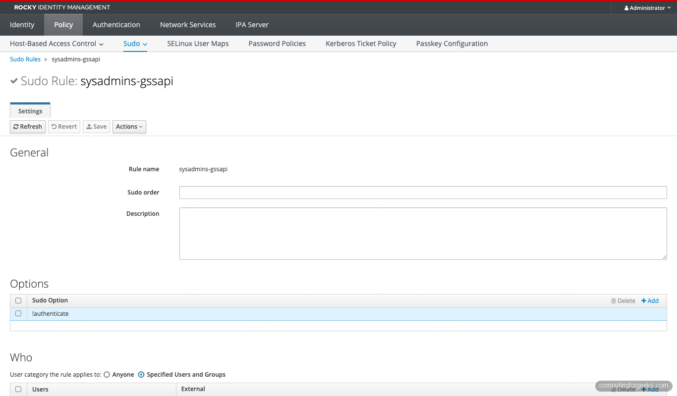 FreeIPA GSSAPI passwordless sudo rule
