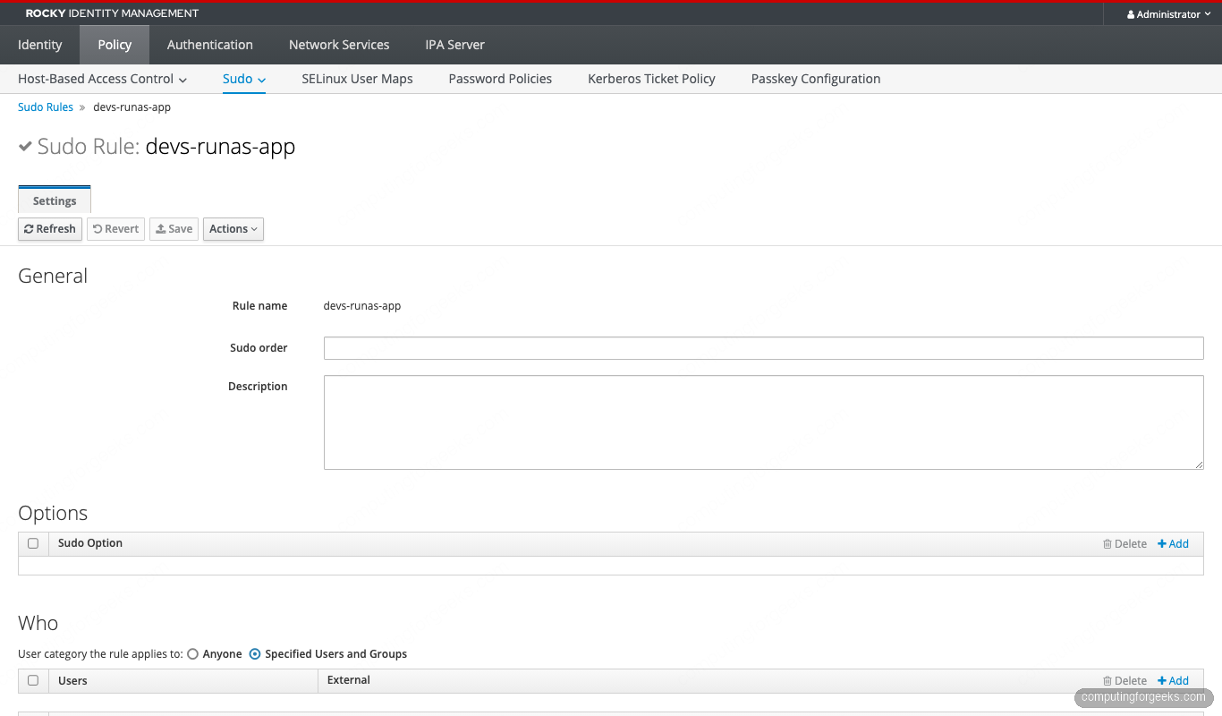 FreeIPA RunAs sudo rule app-runtime