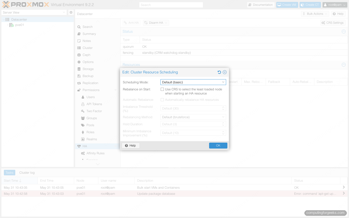 What is New in Proxmox VE 9 1 Proxmox VE 9 Dynamic Load Balancer Cluster Resource Scheduling dialog