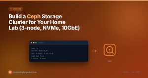 Ceph home lab cluster build: 3 mini-PC nodes, NVMe OSDs, 10GbE switch
