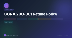 CCNA 200-301 retake policy: 5-day wait after a fail, 180 days after a pass, no attempt cap, full fee each time