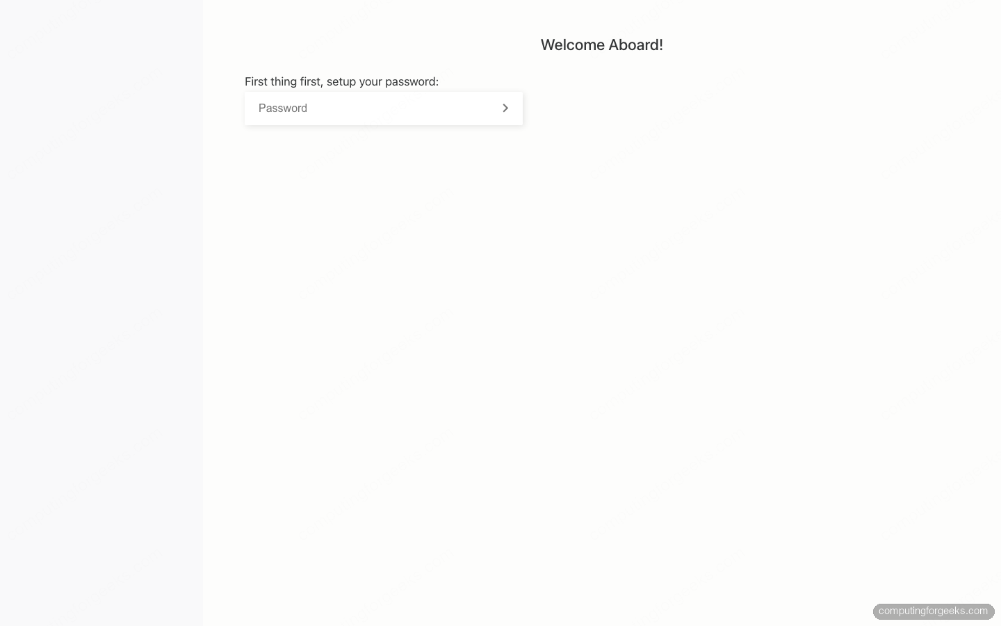 Filestash first-run admin password setup screen