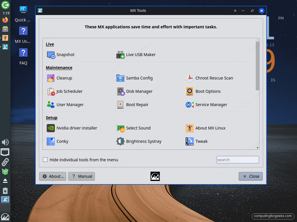 How to Install MX Linux (Step-by-Step with Screenshots) 10 MX Tools suite control panel on MX Linux 25.2