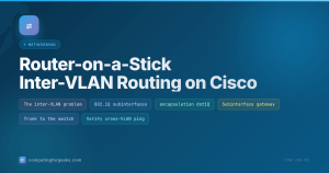 Router-on-a-stick inter-VLAN routing: subinterfaces, dot1Q encapsulation, trunk, cross-VLAN ping