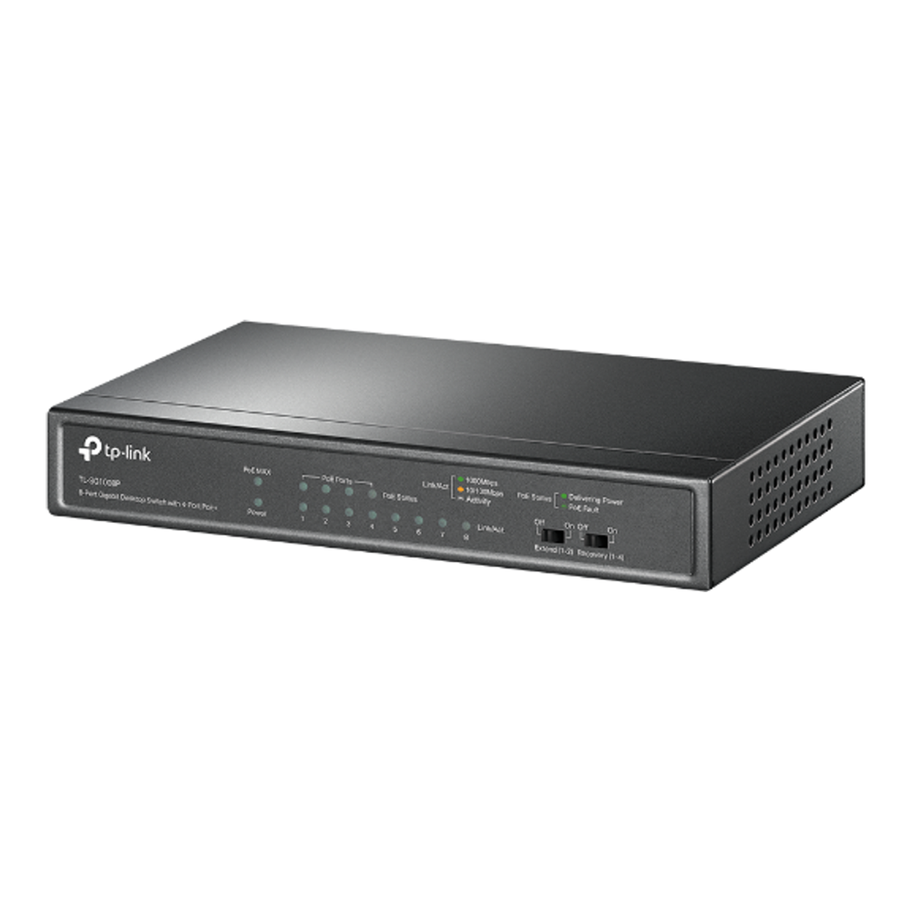 TP-Link TL-SG1008P 8-port gigabit switch with four PoE+ ports for Frigate IP cameras