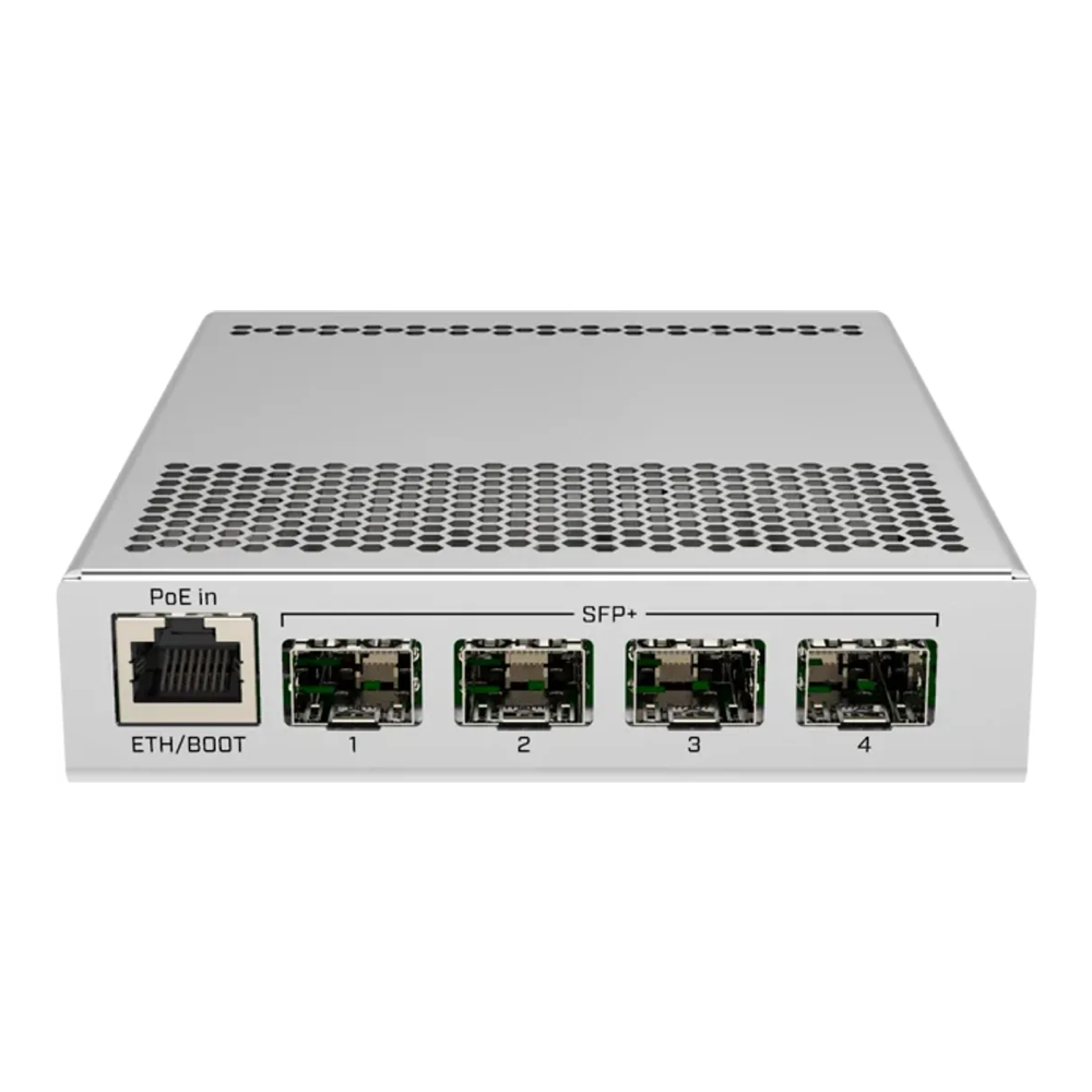 MikroTik CRS305-1G-4S+IN fanless switch with four 10G SFP+ ports for homelab aggregation