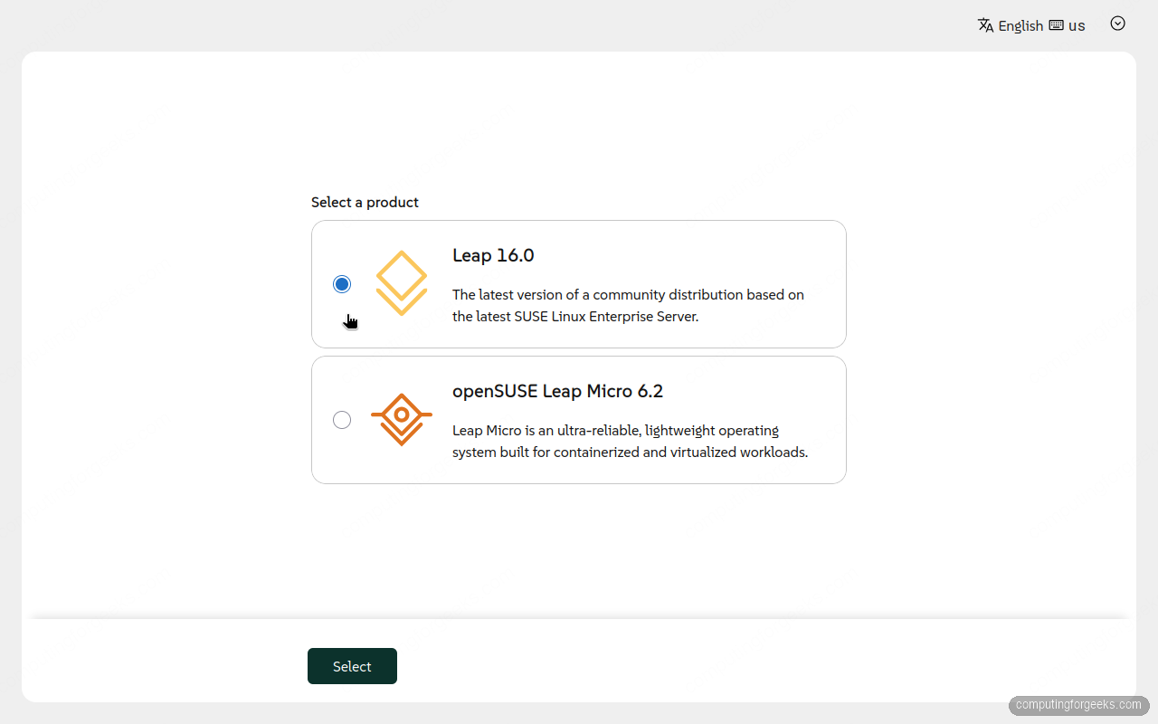 Agama installer product selection Leap 16 and Leap Micro from one ISO