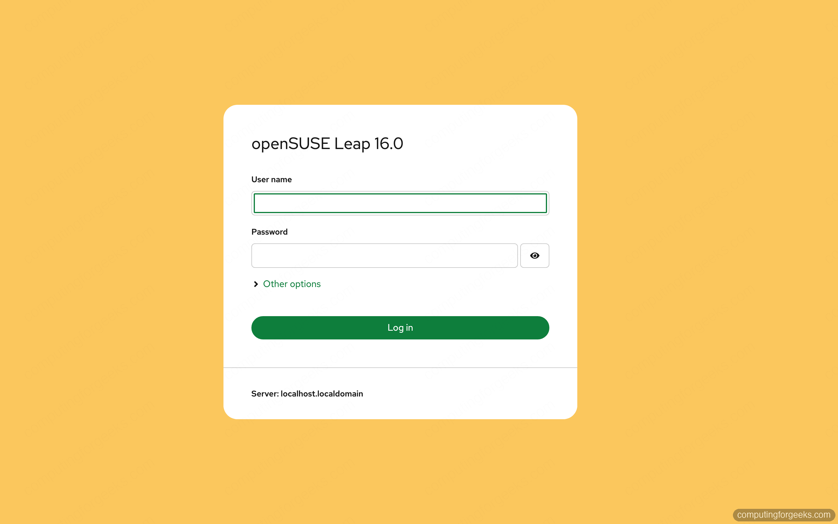 Cockpit login page on openSUSE Leap 16