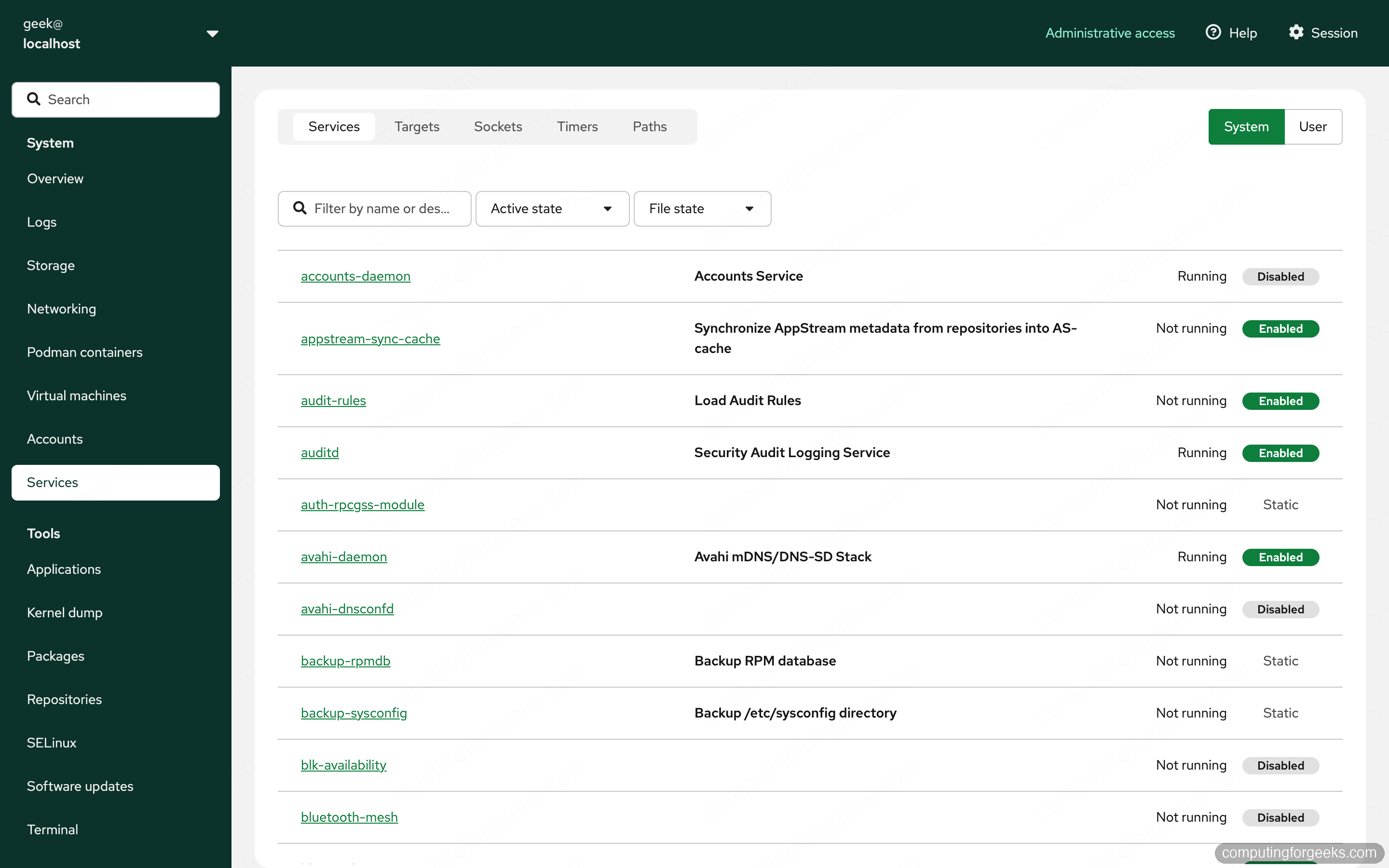 Cockpit systemd services on openSUSE Leap 16