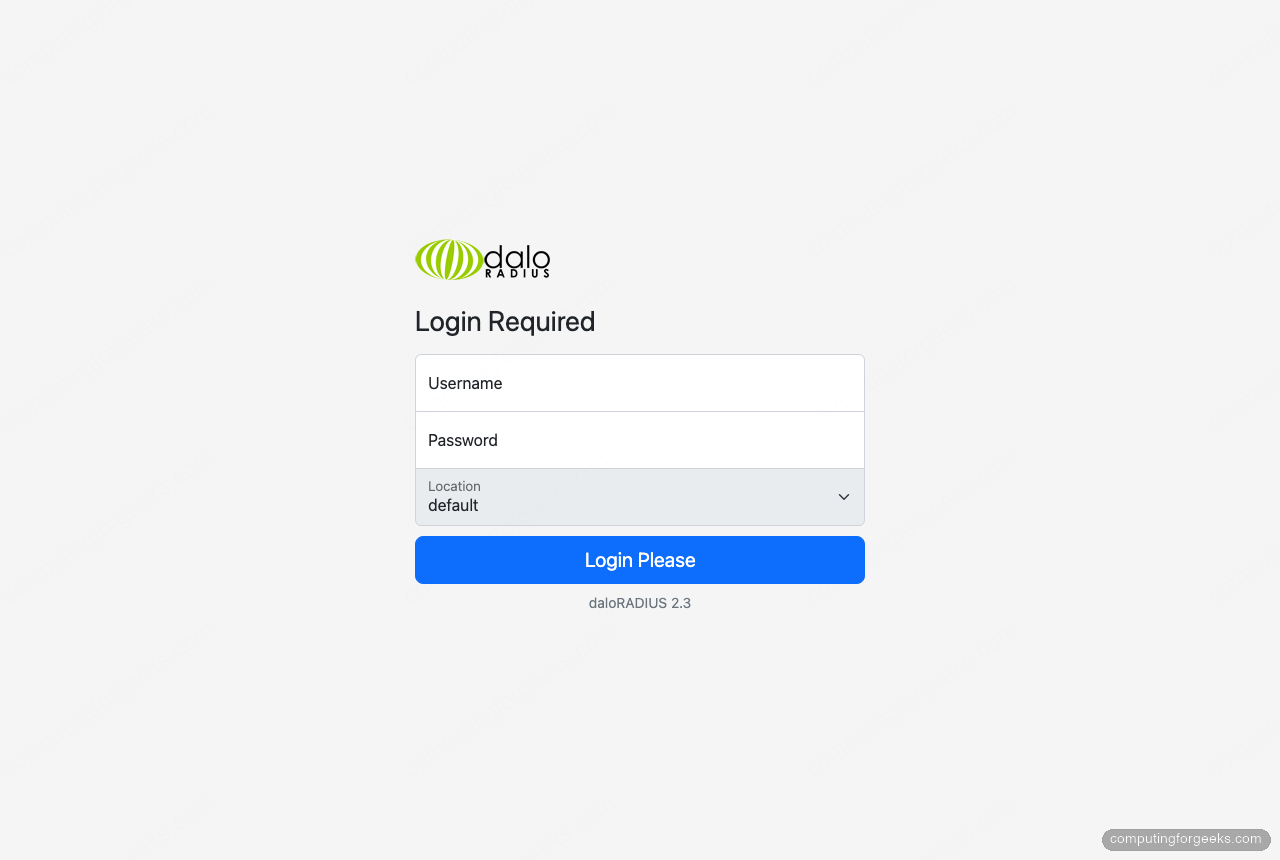 Install FreeRADIUS and daloRADIUS on Rocky Linux & AlmaLinux 2 daloRADIUS operators login page on Rocky Linux