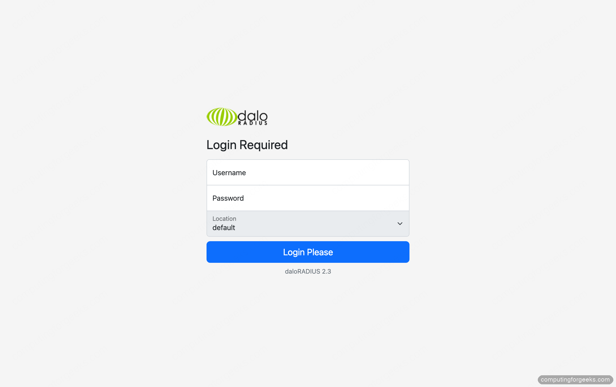 Install FreeRADIUS and daloRADIUS on Ubuntu 26.04|24.04|22.04 1 daloRADIUS 2.3 operators login page on Ubuntu