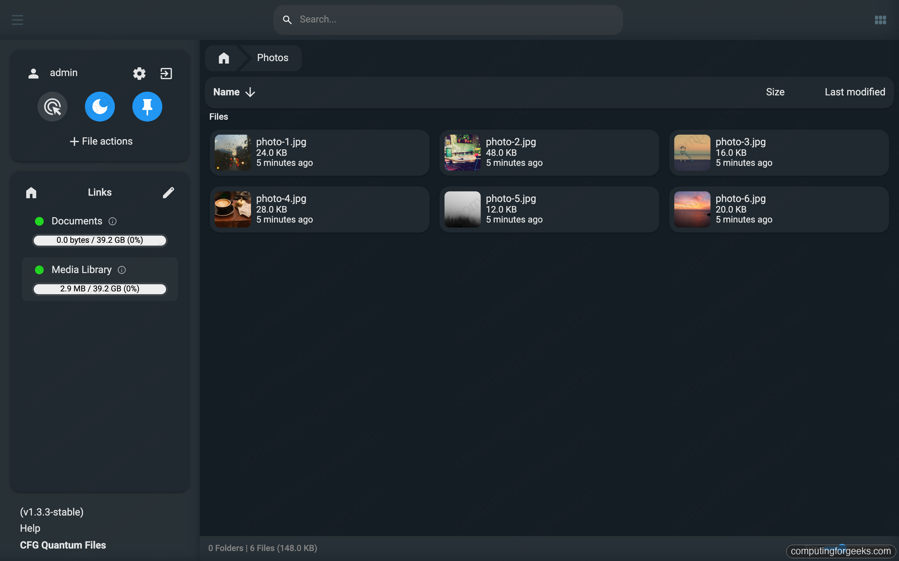 FileBrowser Quantum: OIDC, LDAP and Multi-Source File Manager 2 FileBrowser Quantum image thumbnail grid with a multi-source sidebar