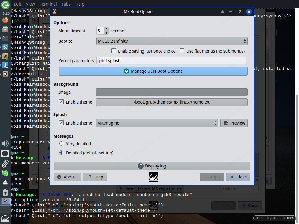 Things to Do After Installing MX Linux 4 MX Boot Options setting the default boot entry on MX Linux 25.2