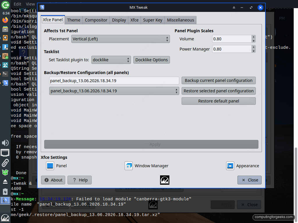 Things to Do After Installing MX Linux 9 MX Tweak panel and desktop customization on MX Linux 25.2 Xfce