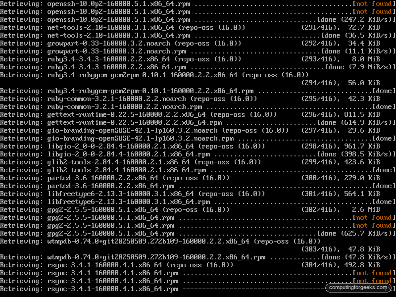 zypper dup retrieving openSUSE Leap 16.0 packages during the upgrade