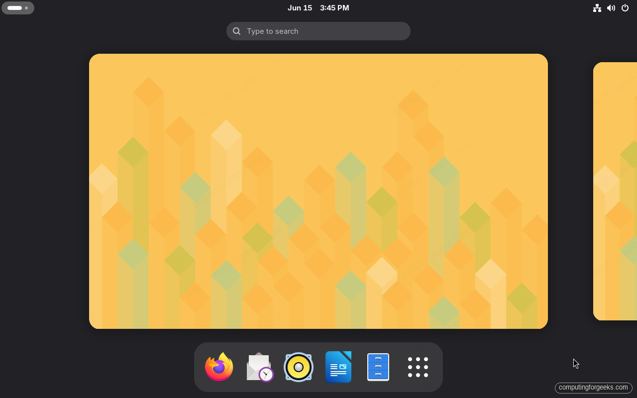 openSUSE Leap 16 GNOME 48 desktop activities overview after install