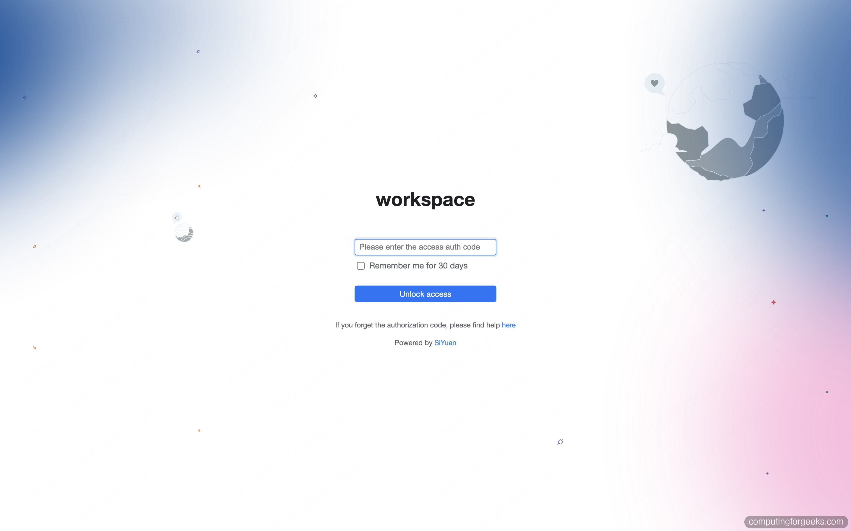 SiYuan access authorization code login screen over HTTPS
