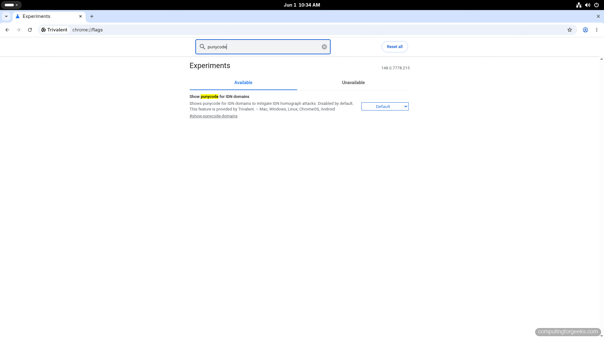 Trivalent chrome flags show punycode for IDN domains hardening flag on Fedora