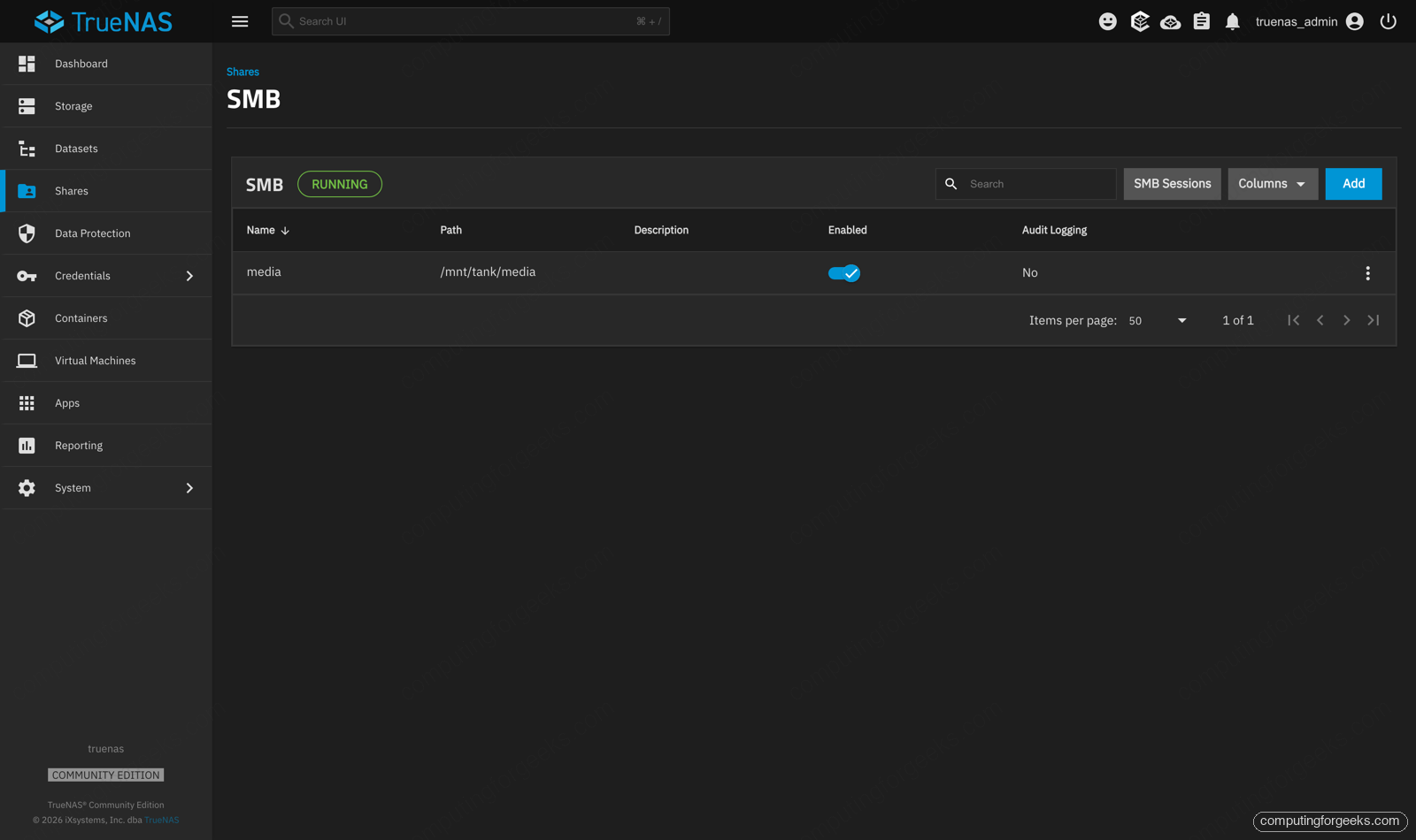 Build a DIY NAS with TrueNAS or Unraid on a Mini PC 10 TrueNAS SMB share named media running on a DIY NAS