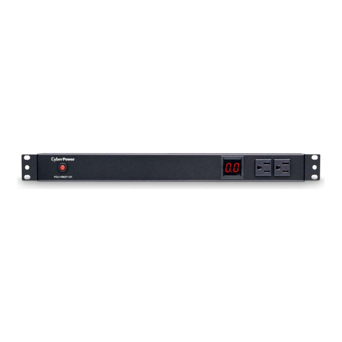 CyberPower PDU15M2F12R metered rack PDU with a front amp display reading 0.0