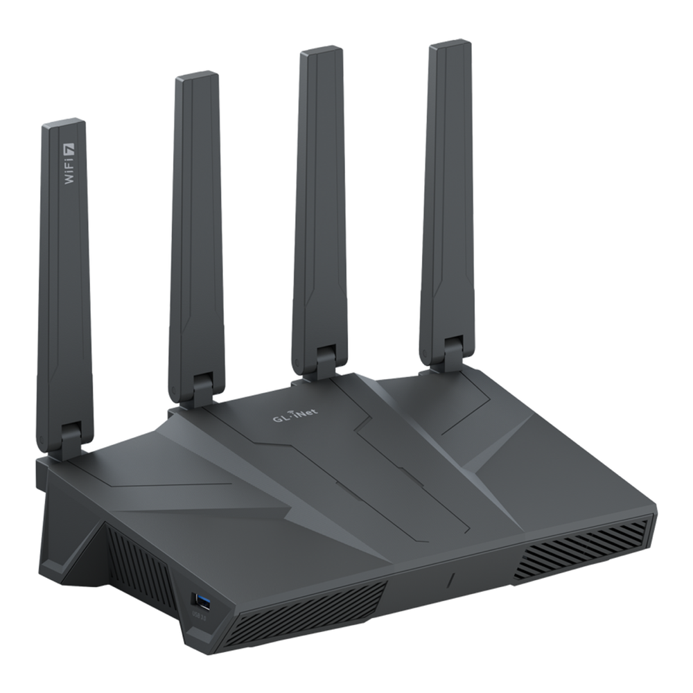 Best Travel Router for WireGuard and Tailscale 6 GL.iNet Flint 3 GL-BE9300 tri-band Wi-Fi 7 router with five 2.5G ports