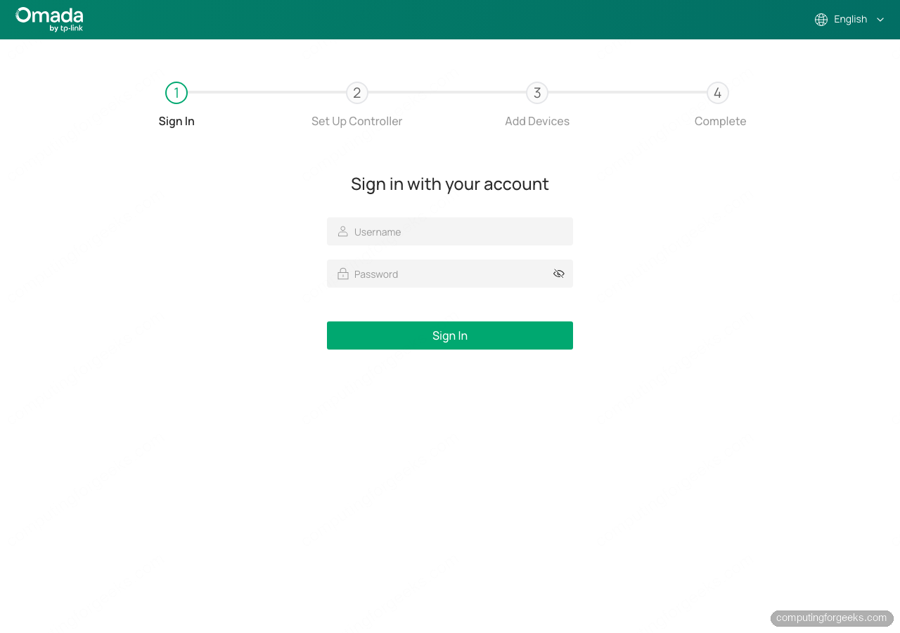 Omada Software Controller local account sign in page