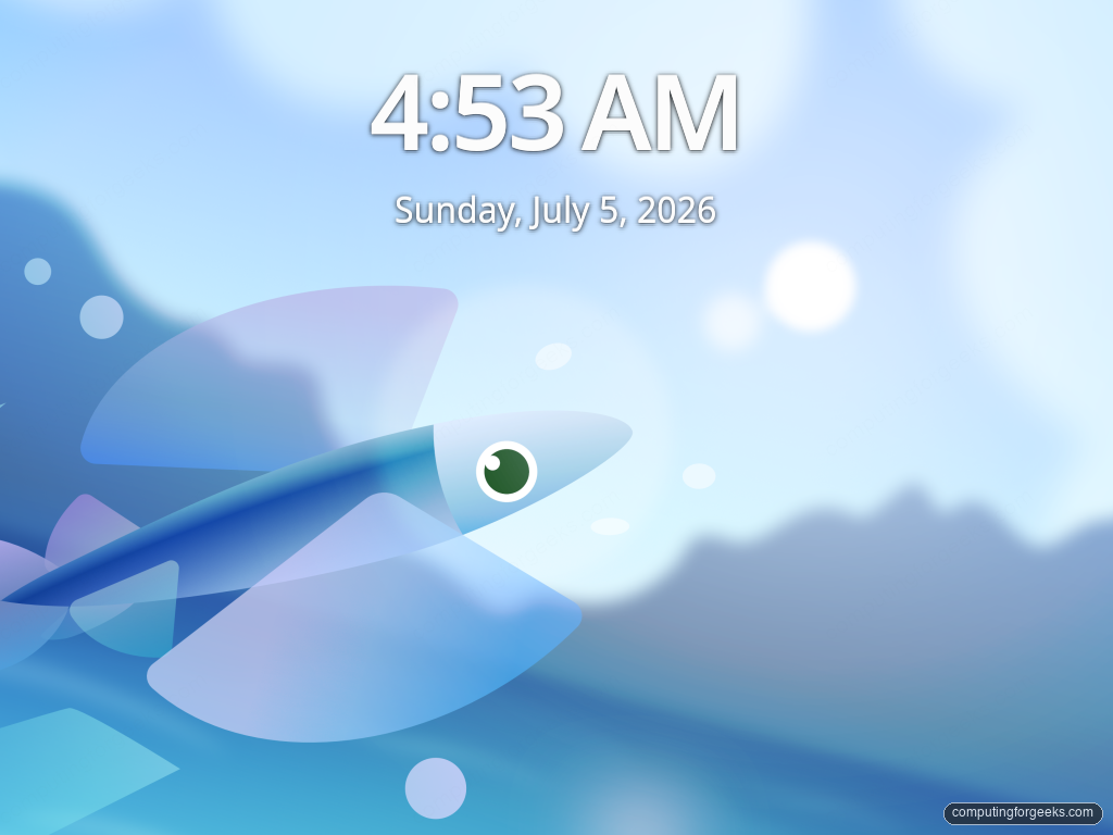 Ultramarine Linux 44 SDDM login screen with the Flying Fish wallpaper