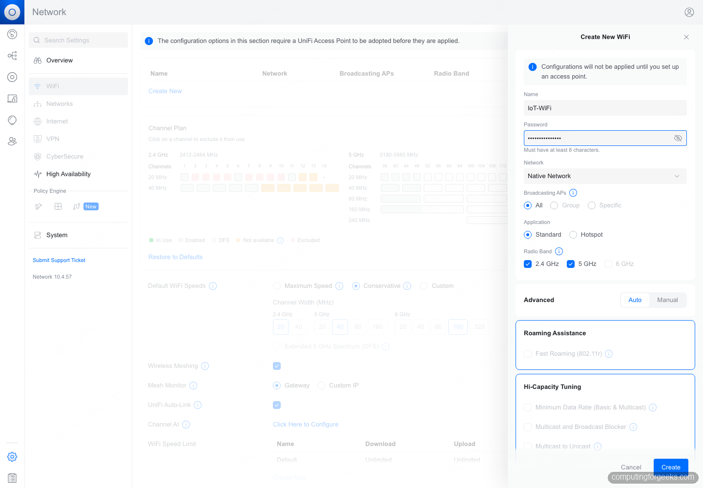 Creating a WiFi SSID and setting its network to a VLAN in the self-hosted UniFi Network controller